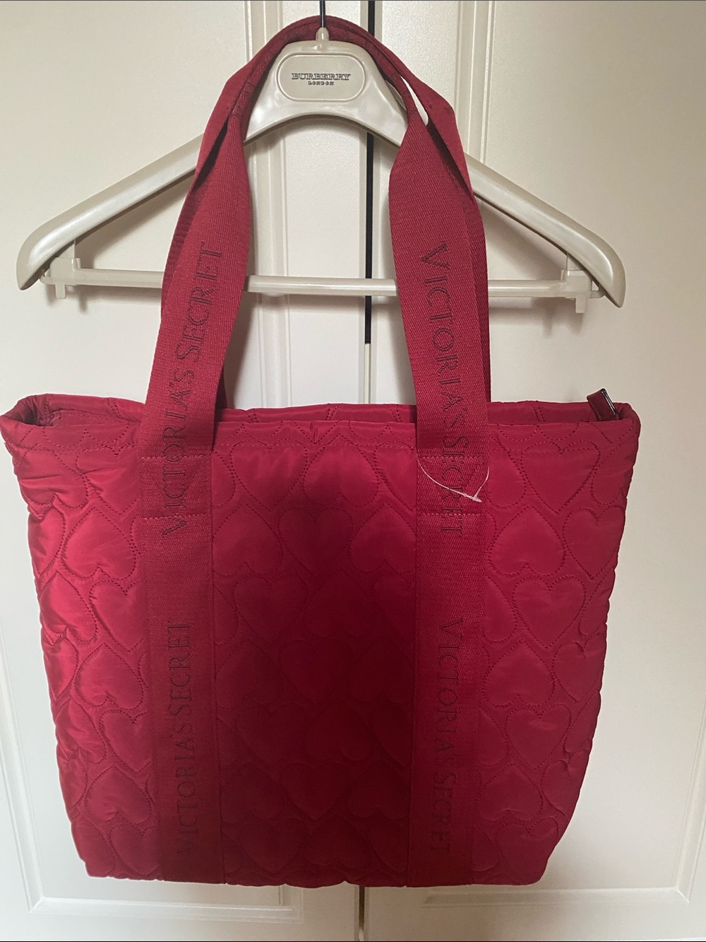 BNWOT Victoria's Secret Quilted Heart Tote in Deep Red